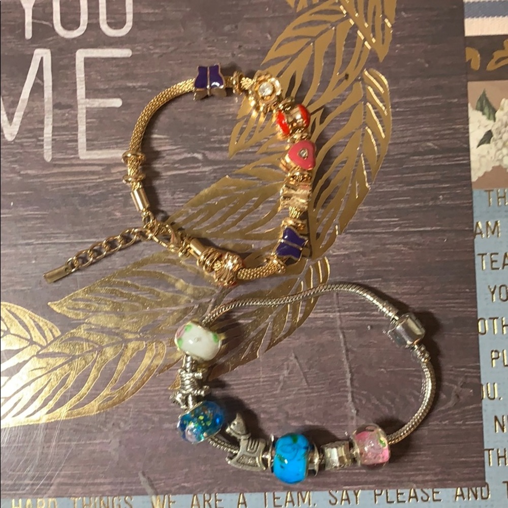 2 bracelets with charms